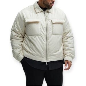 Men’s Zip Up Off White Puffer Jacket Size XXXL
First of Down Collar